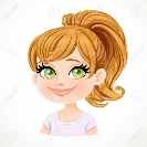 Beautiful Pleased Smiling Cartoon Fair-haired Girl With Hair Gathered In  Ponytail Portrait Isolated On White Background Royalty Free Cliparts,  Vectors, And Stock Illustration. Image 116035977.